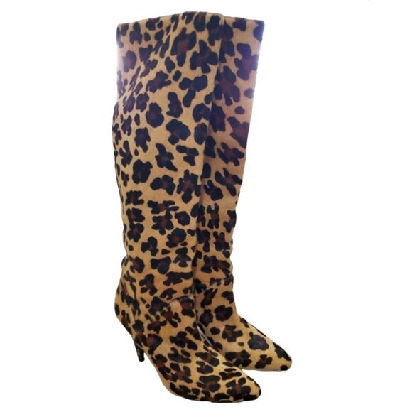 Stunning Anne Klein Calf Hair Leopard print Boots, size 8, pristine - Picture 3 of 15